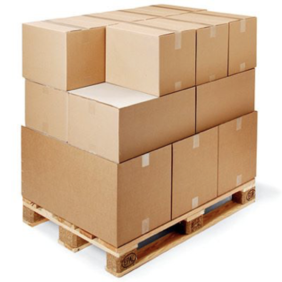stacked freight on shipping pallet