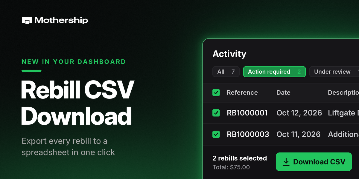 Download rebills as a CSV from the Mothership Dashboard